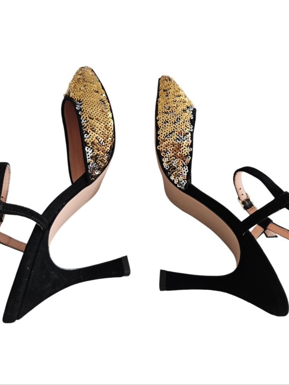 Nowt J.Crew Elsie Gold & Silver Sequin Pointed-Toe Slingback Heels View 6
